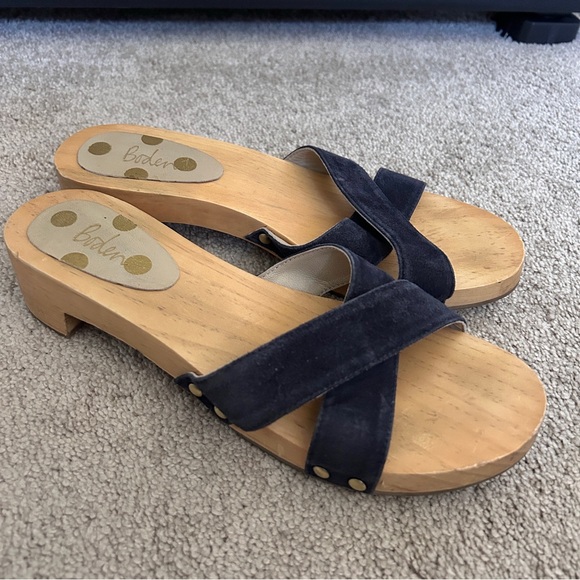 Boden Orella Blue Suede Wooden Clog Sandals EU 39 / 8 8.5 - Picture 3 of 10
